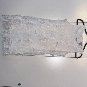 Nina Leonard White Floral Lace Mini Dress